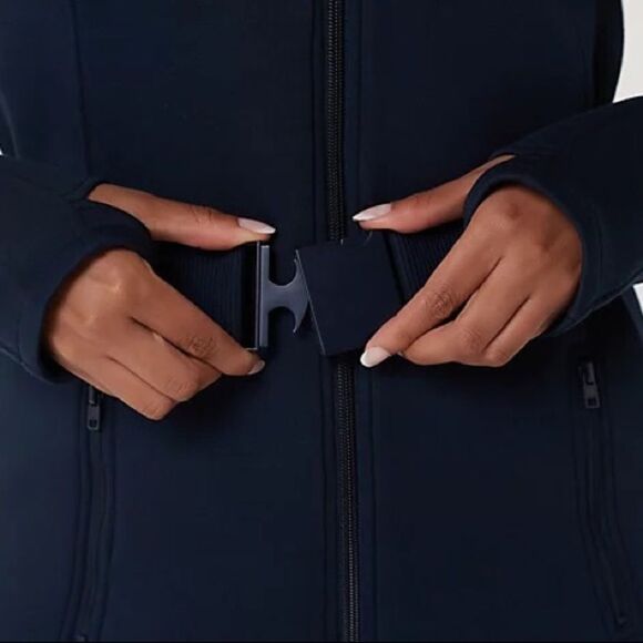 zuda Belted Scuba Knit Zip Front Jacket - Picture 3 of 5